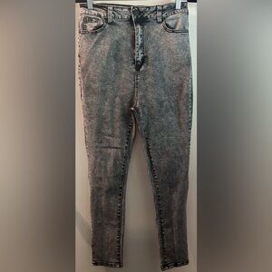 BAMBOO Grey Acid-Wash Super high rise Stretchy Skinny Jeans Size 13/14